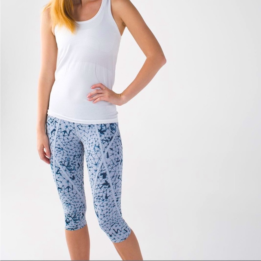 Lululemon Pedal Pace High Rise Blue Gray Crop Leggings Size 6